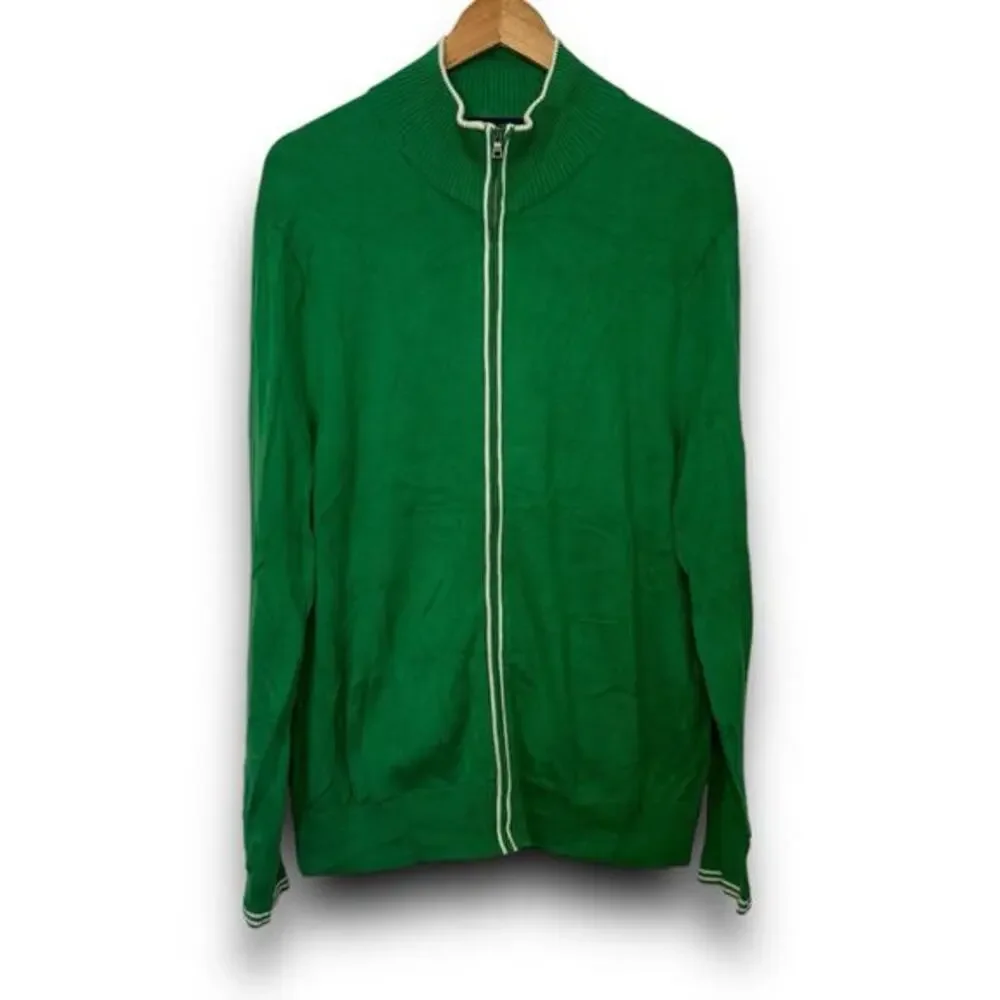 Banana Republic Men’s Green Wool Cotton Blend Full Zip Sweater Jacket Large